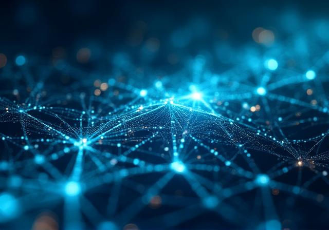 Visualización abstracta de inteligencia artificial y redes neuronales