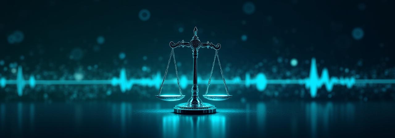 Imagen conceptual de justicia y tecnología legal